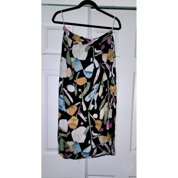 Lulus Dresses & Skirts - Lulus Black Abstract Floral Wrap Midi Skirt Womens Size Medium Multi Color Print